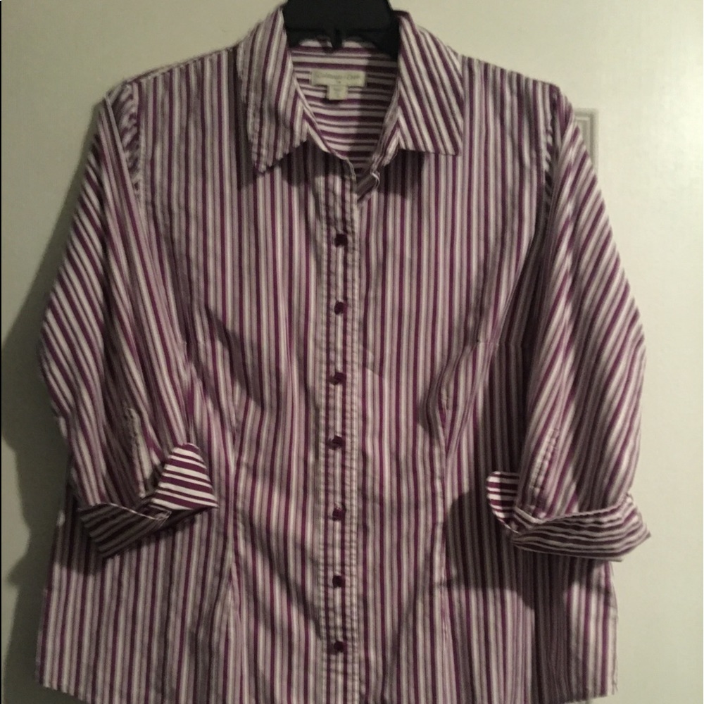 Purple & White Coldwater Creek Blouse